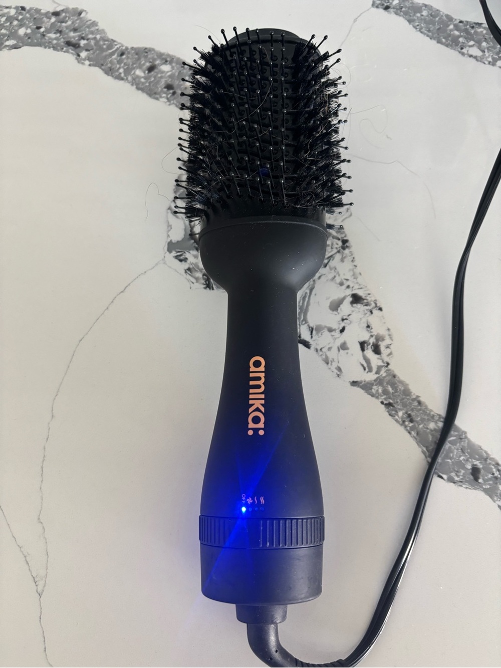 amika Black Hot Air Round Brush with Rose Gold Logo